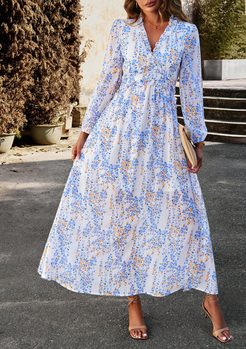 Zaurey - Langes Chiffon-Kleid mit hoher Taille