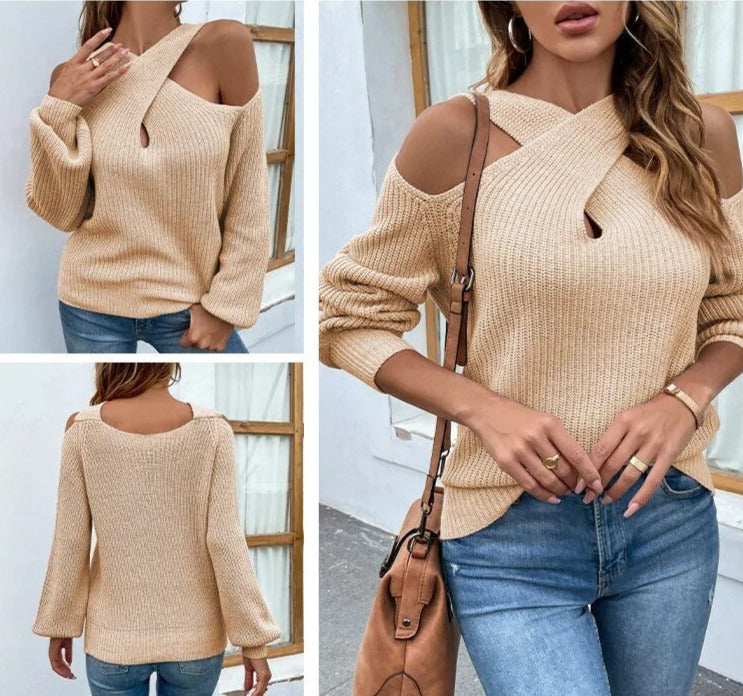 Denelia - Schulterfreier Pullover mit Trägern