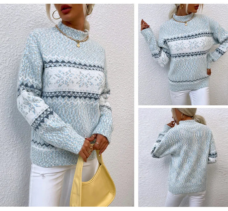 Zayel AIL - Pullover mit Schneeflockenmuster für Frauen