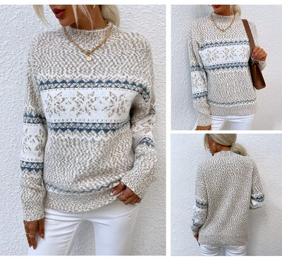 Zayel AIL - Pullover mit Schneeflockenmuster für Frauen