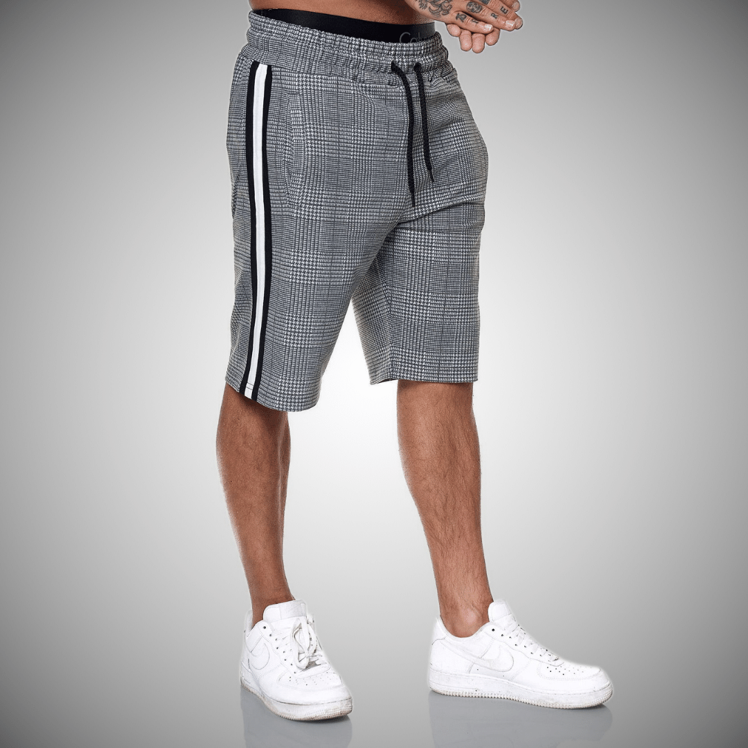 Alphamen - Karierte sportliche Shorts